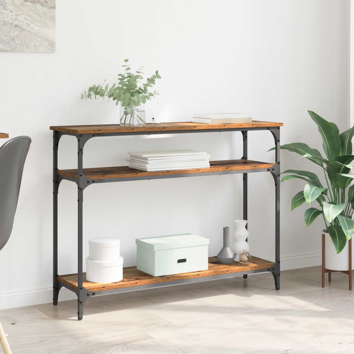 Tavolo consolle con lo scaffale Legno vecchio 100 x 29 x 75 cm | homemem39