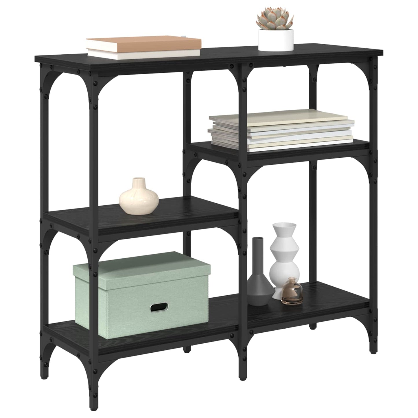 Tavolo consolle Rovere Nero 80 x 29 x 75 cm Legno multistrato | homemem39