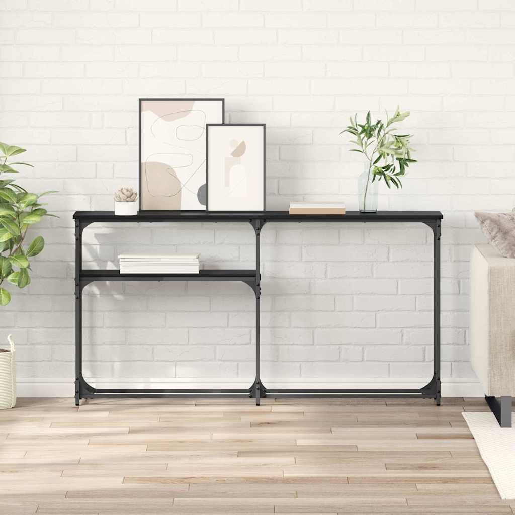 TavoloConsolle Rovere Nero 146 x 22.5 x 75 cm Legno multistrato