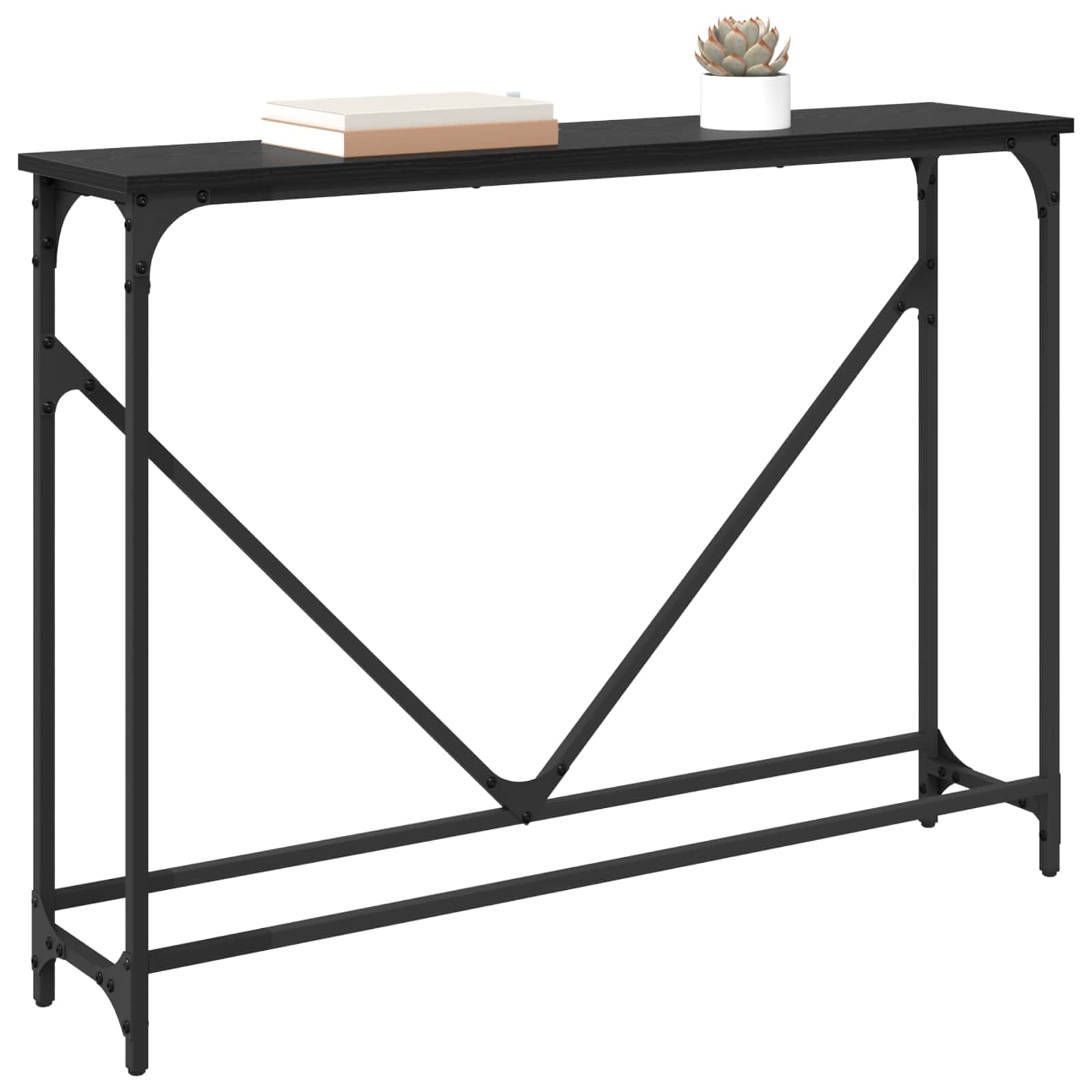 Tavolo consolle Rovere Nero 102 x 23 x 75 cm Legno multistrato | homemem39