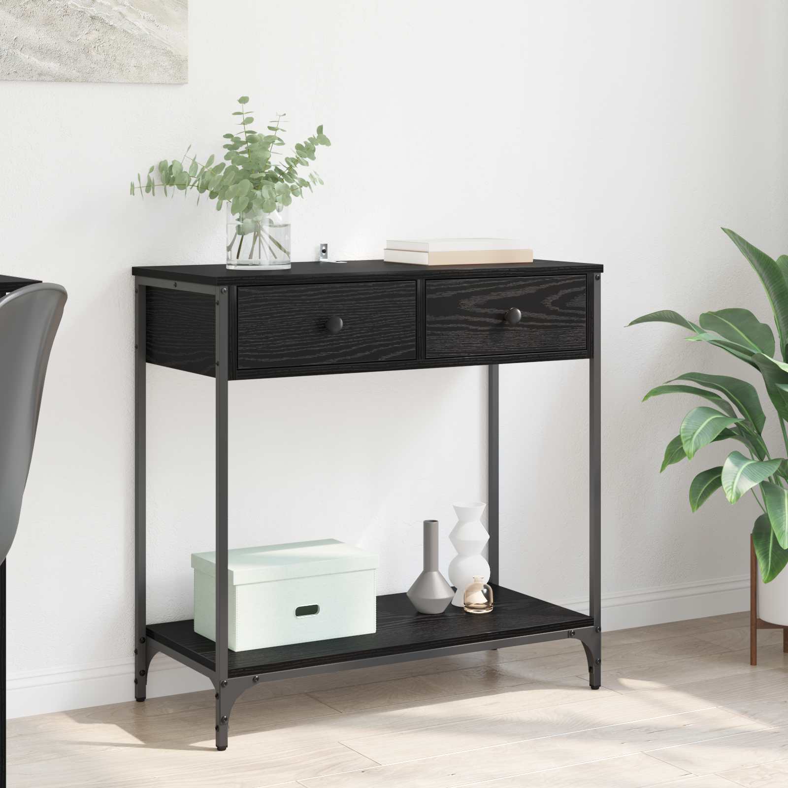 Tavolo consolle Rovere Nero 75 x 34,5 x 75 cm Legno multistrato | homemem39