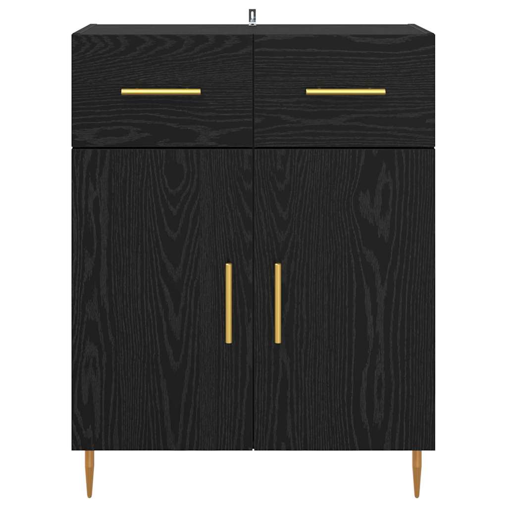 Credenza Rovere Nero 69,5 x 34 x 90 cm Legno multistrato