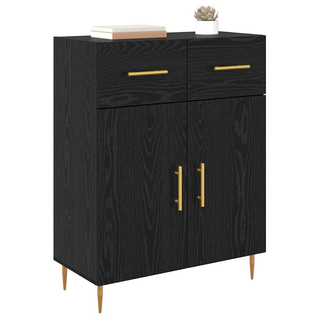 Credenza Rovere Nero 69,5 x 34 x 90 cm Legno multistrato