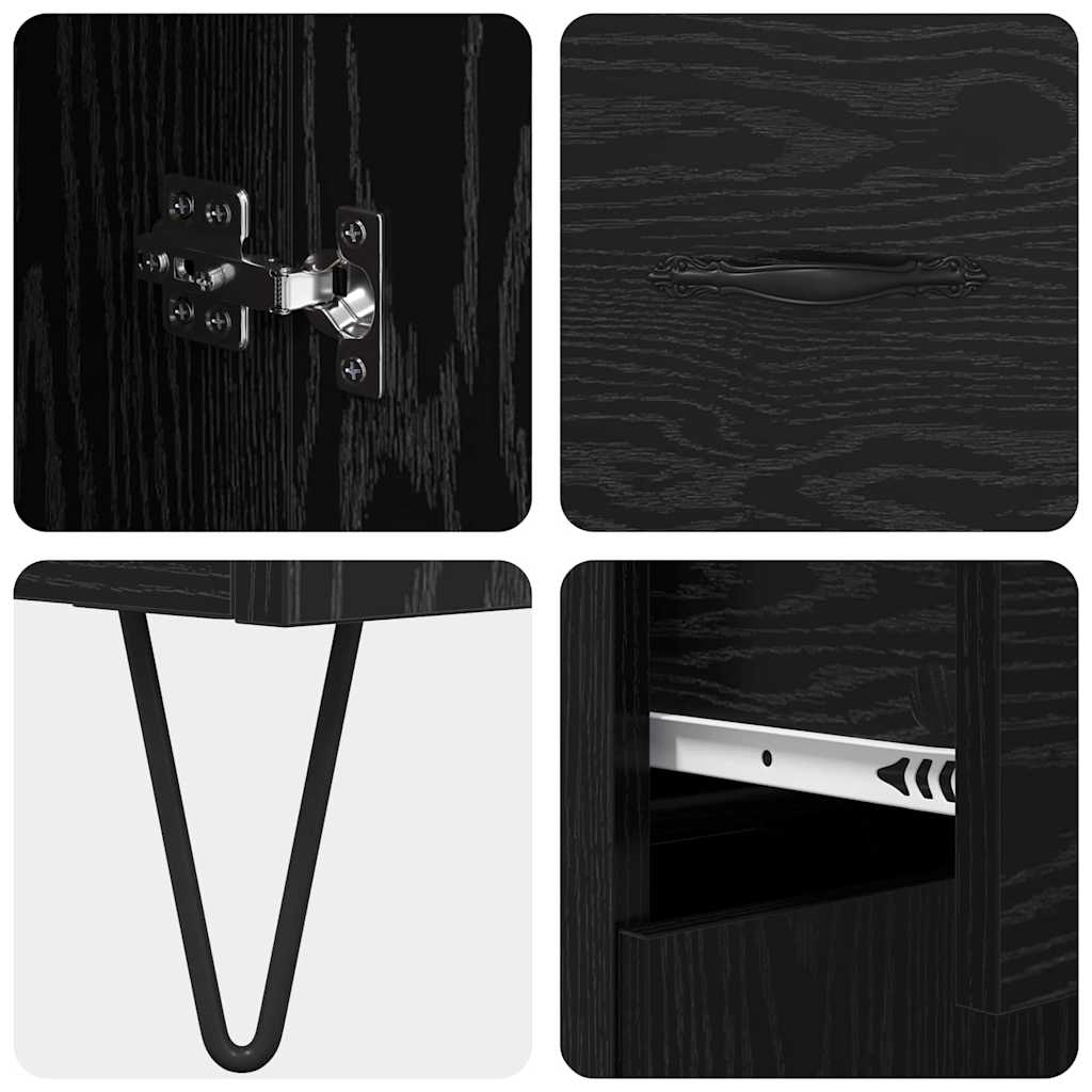 Credenza Rovere Nero 69,5 x 34 x 90 cm Legno multistrato