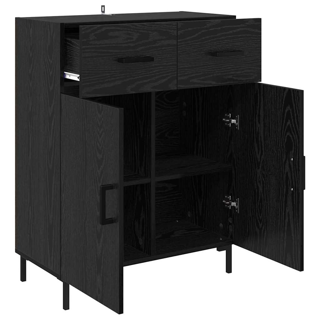 Credenza Rovere Nero 69,5 x 34 x 90 cm Legno multistrato