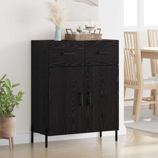 Credenza Rovere Nero 69,5 x 34 x 90 cm Legno multistrato