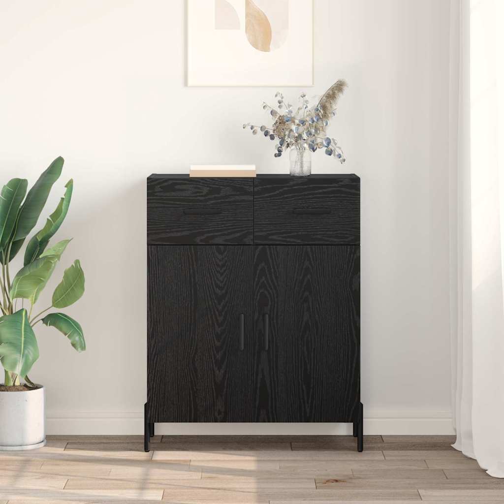Credenza Rovere Nero 69,5 x 34 x 90 cm Legno multistrato