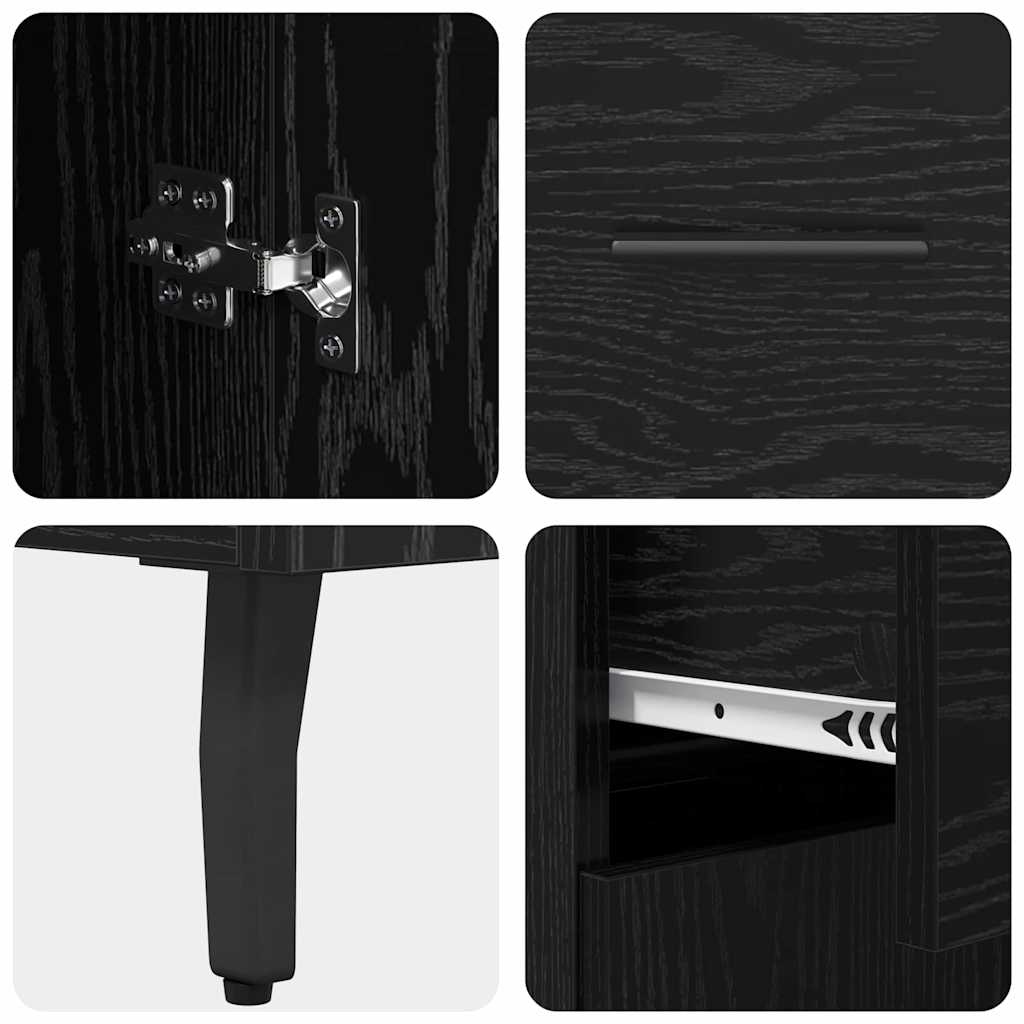 Credenza Rovere Nero 69,5 x 34 x 90 cm Legno multistrato