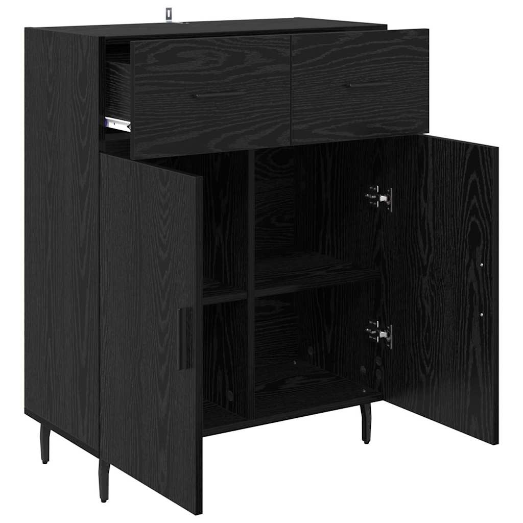 Credenza Rovere Nero 69,5 x 34 x 90 cm Legno multistrato
