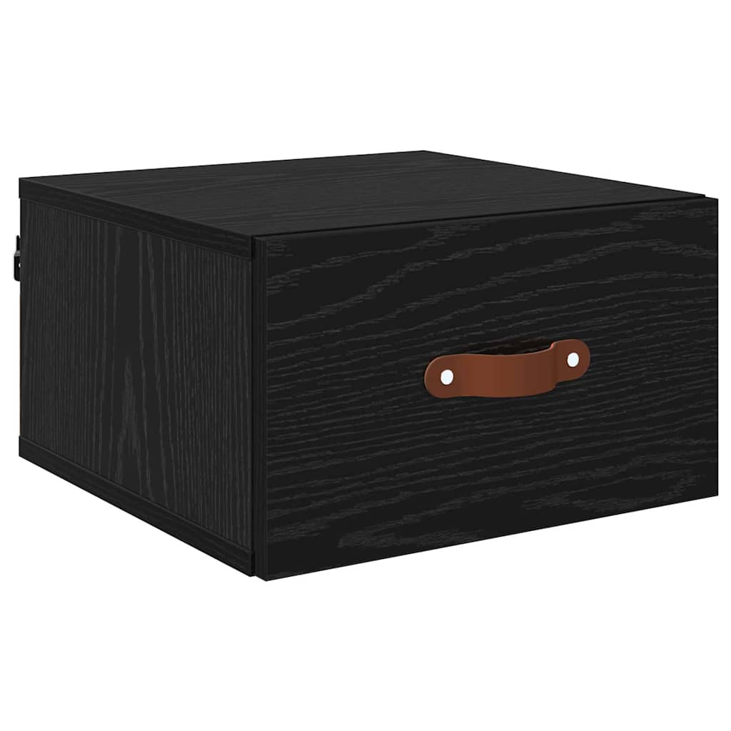 Mobiletto da comodino a parete Rovere Nero 35 x 35 x 20 cm | homemem39