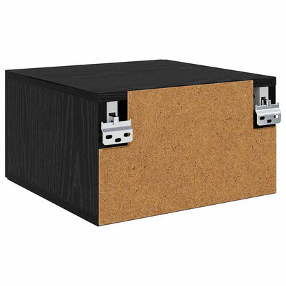 Mobiletto da comodino a parete Rovere Nero 35 x 35 x 20 cm