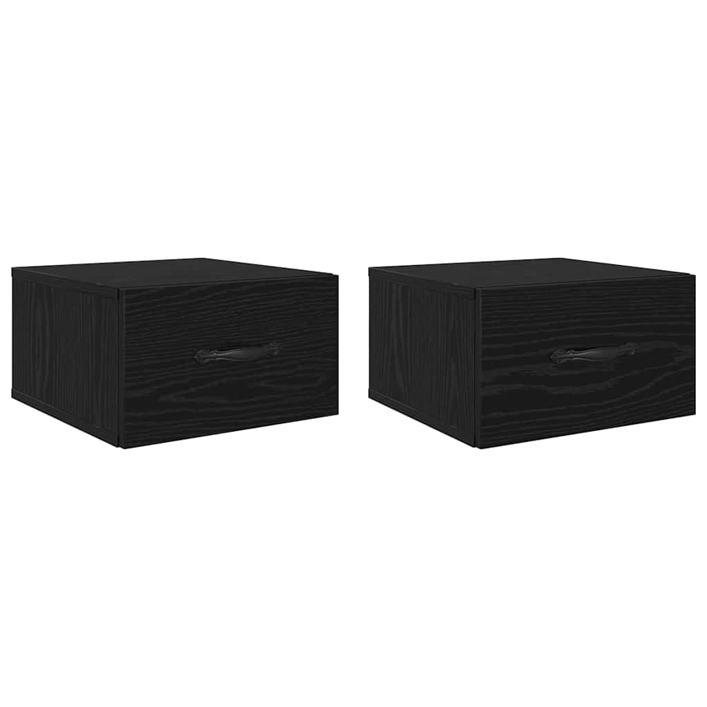 Armadio da Notte con cassetto 2 pcs Rovere nero 35 x 35 x 20 cm