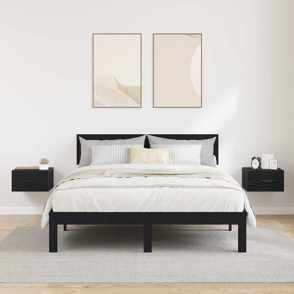 Armadio da Notte 2 pcs Rovere Nero 35 x 35 x 20 cm | homemem39
