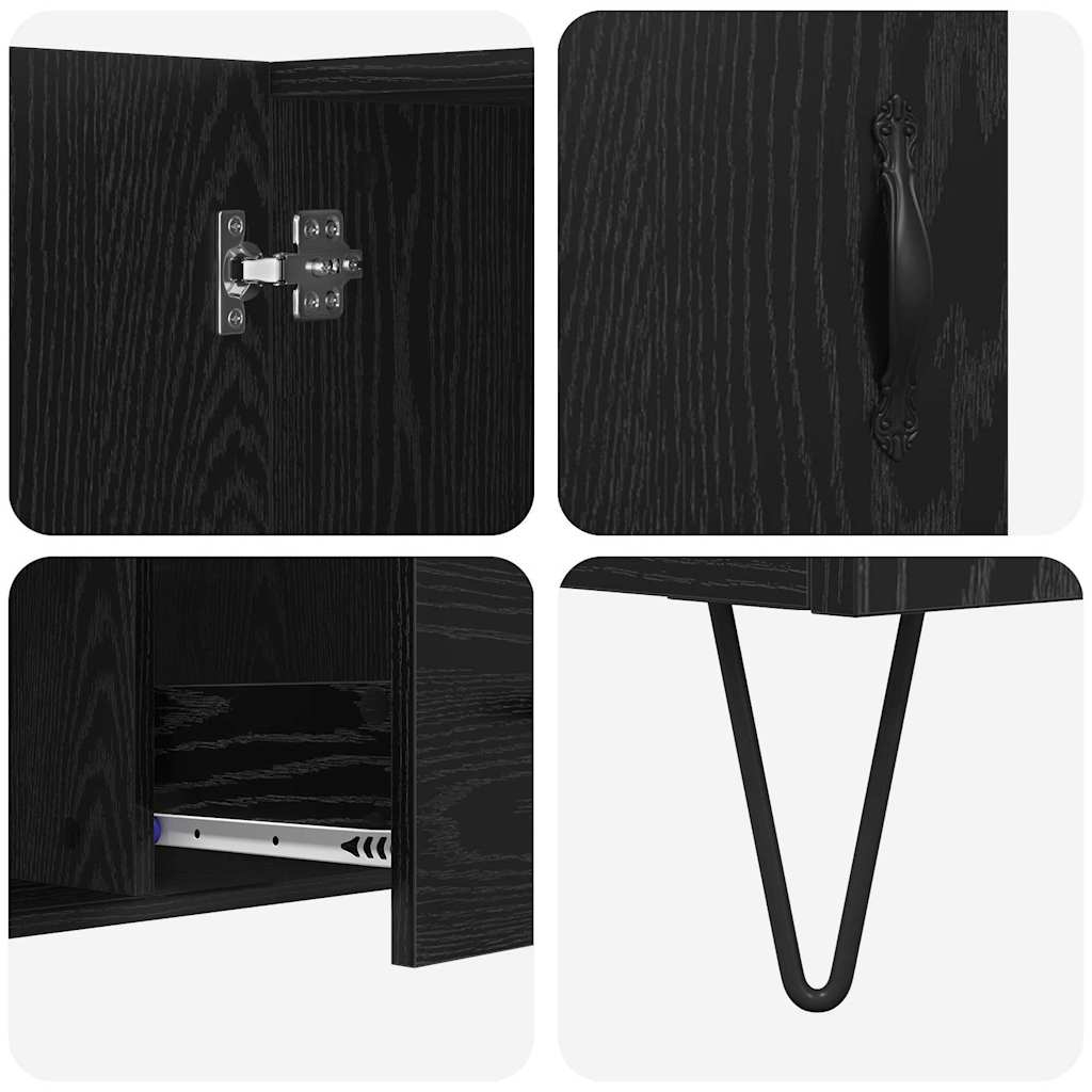 Credenza Rovere Nero 100 x 36 x 60 cm Legno multistrato