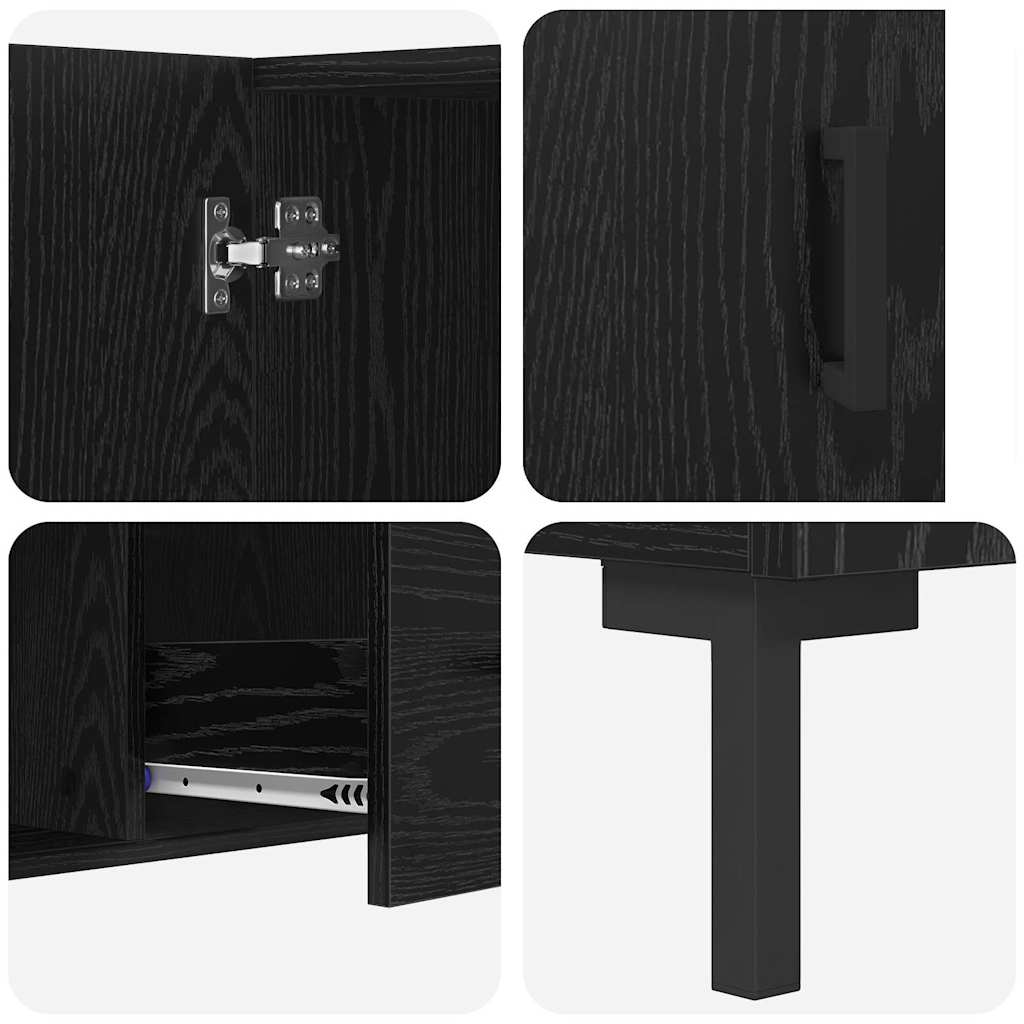 Credenza Rovere Nero 100 x 36 x 60 cm Legno multistrato