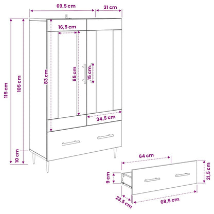 Credenza con cassetto Legno vecchio 69,5 x 31 x 115 cm