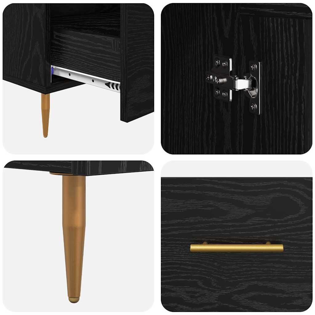 Credenza con cassetto Rovere Nero 69,5 x 31 x 115 cm