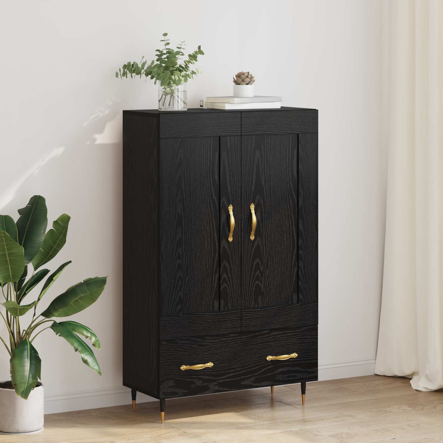 Credenza Rovere Nero 69,5 x 31 x 115 cm Legno multistrato