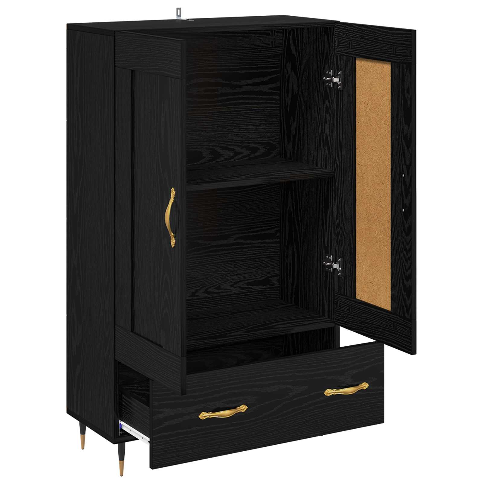 Credenza Rovere Nero 69,5 x 31 x 115 cm Legno multistrato | homemem39