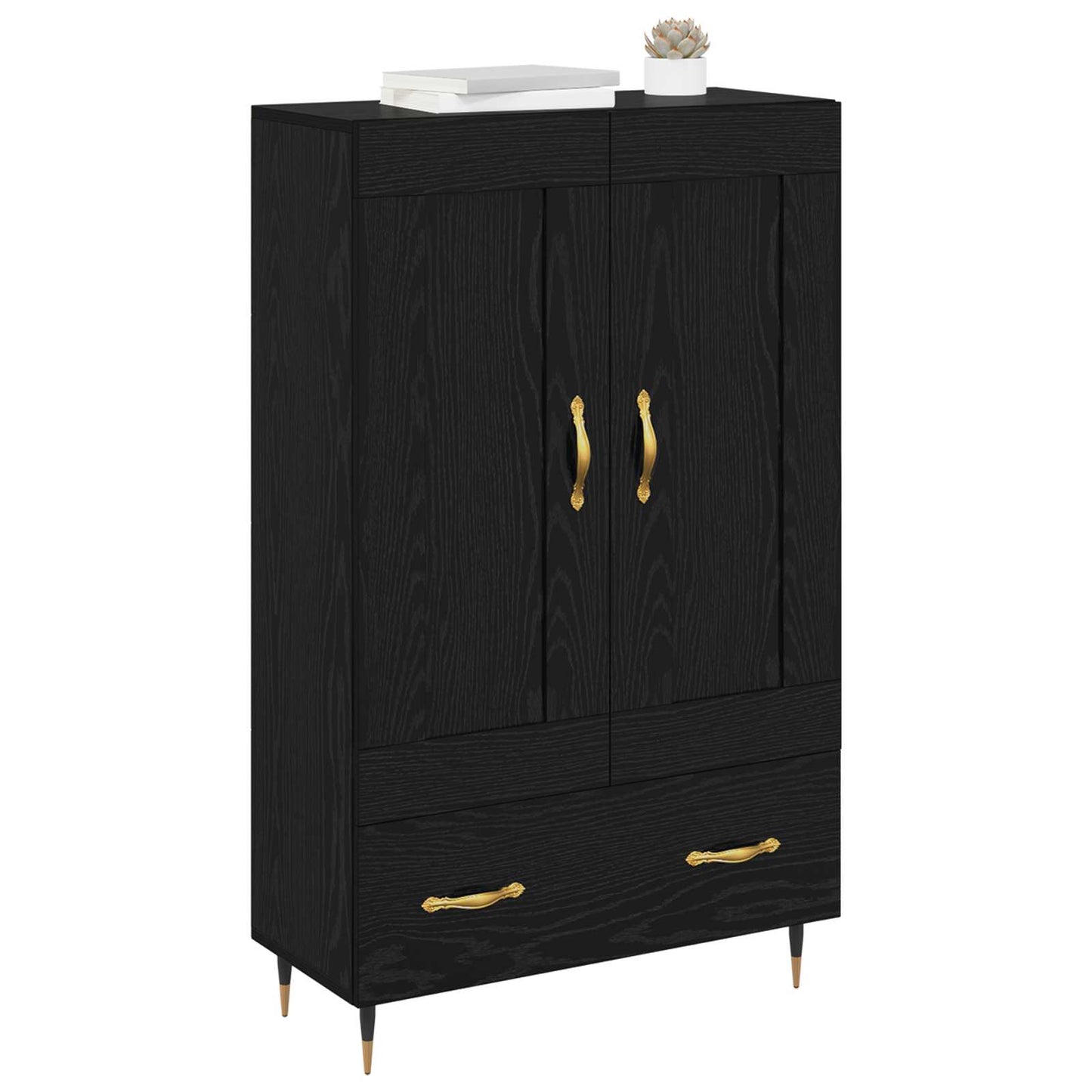 Credenza Rovere Nero 69,5 x 31 x 115 cm Legno multistrato | homemem39