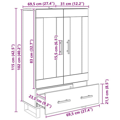 Credenza Rovere Nero 69,5 x 31 x 115 cm Legno multistrato