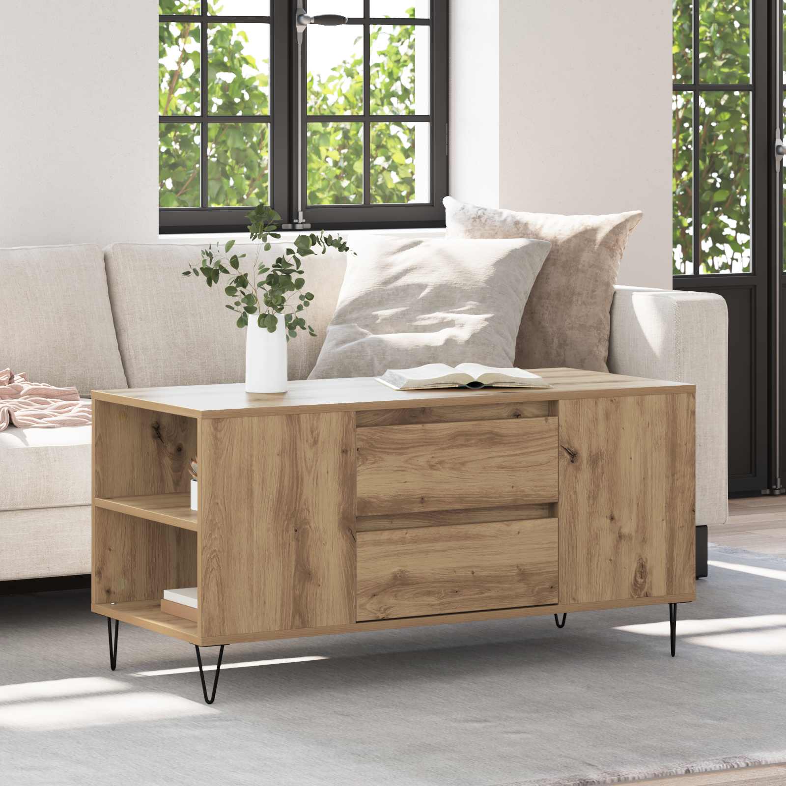 Tavolino da salotto Rovere artigianale 102 x 44,5 x 50 cm | homemem39