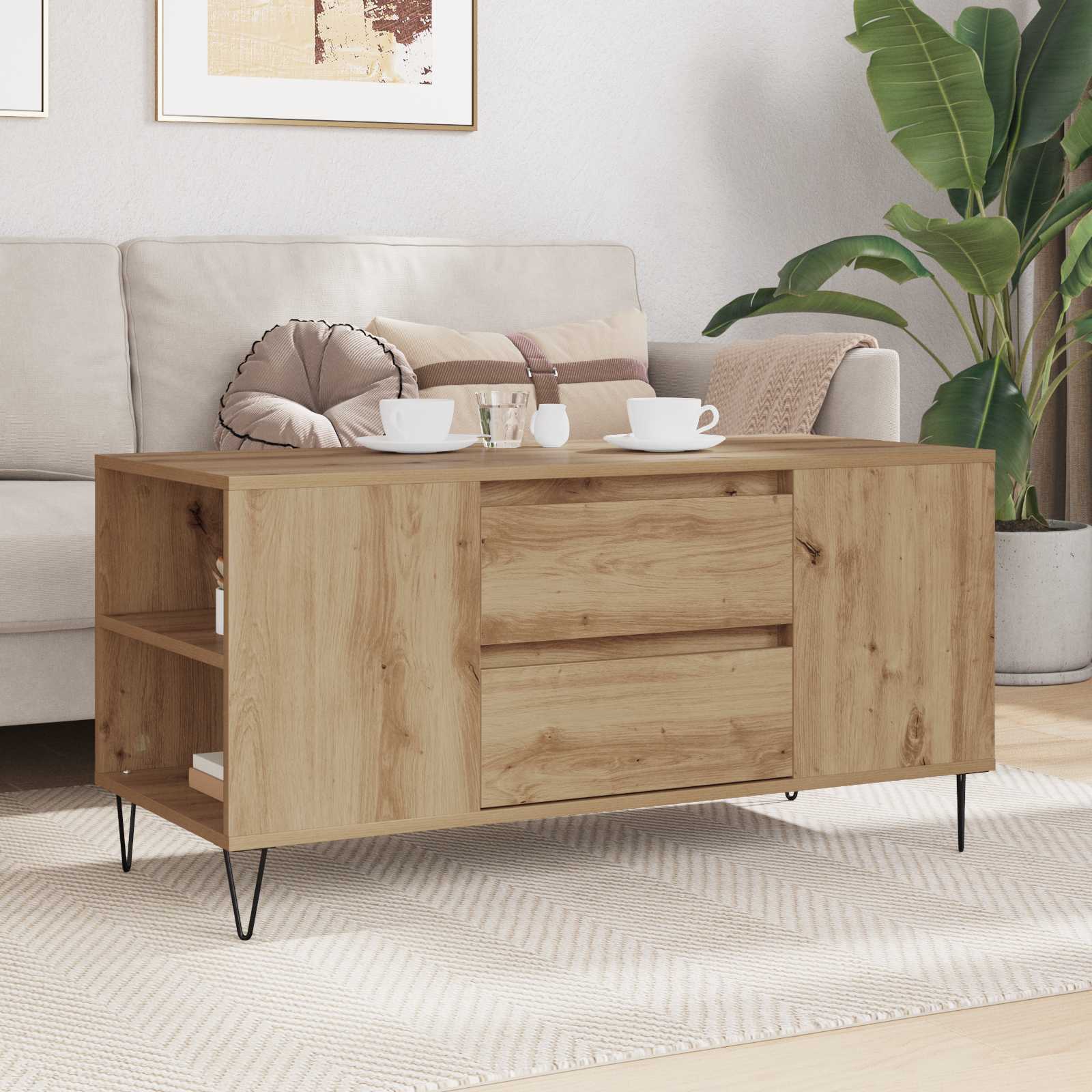 Tavolino da salotto Rovere artigianale 102 x 44,5 x 50 cm | homemem39