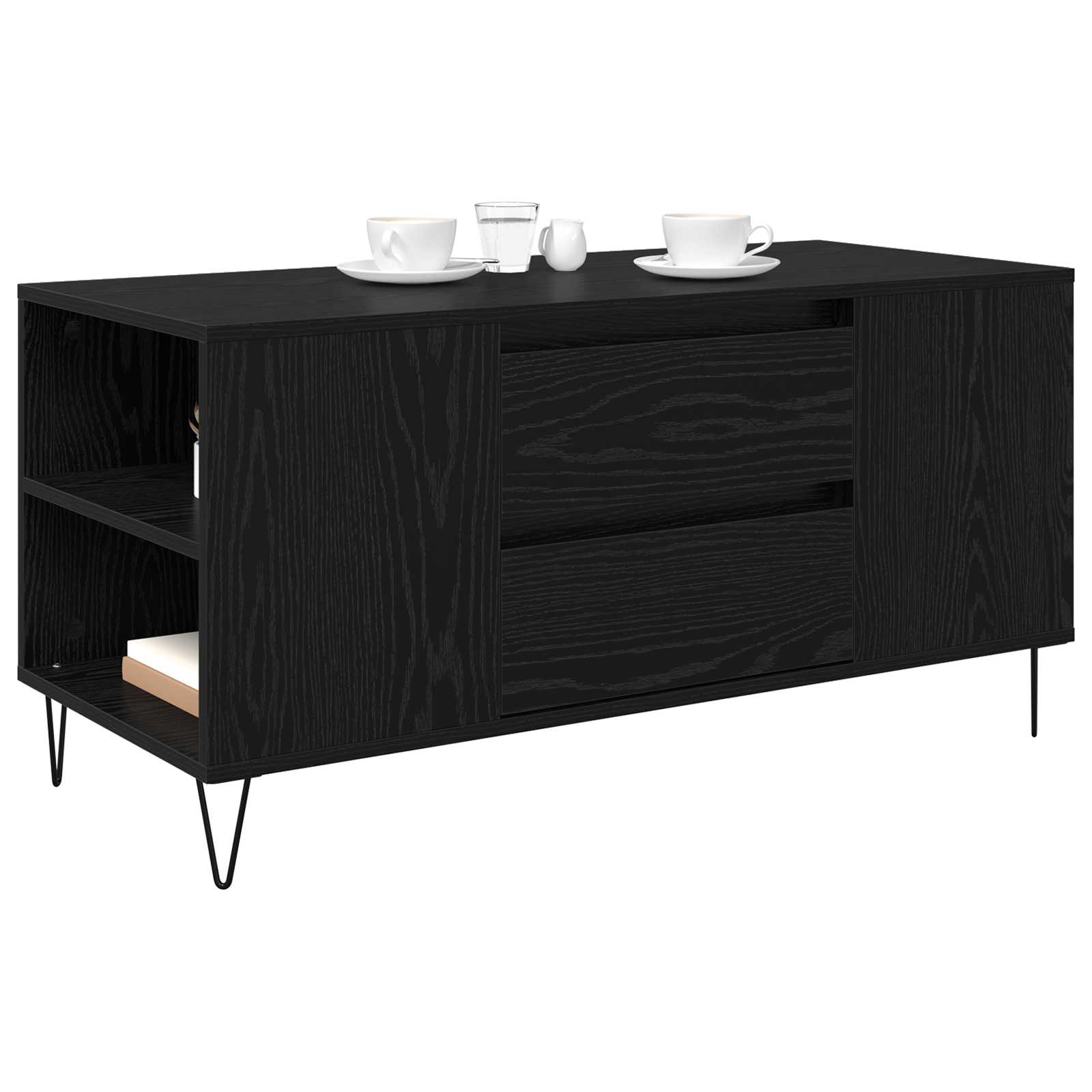 Tavolino da salotto con cassetto Rovere Nero 102 x 44,5 x 50 cm | homemem39