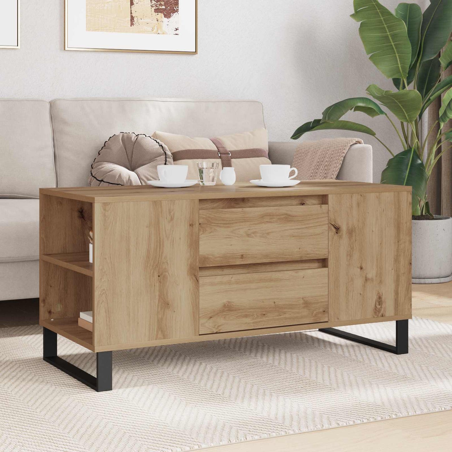 Tavolino da salotto Rovere artigianale 102 x 44,5 x 50 cm | homemem39