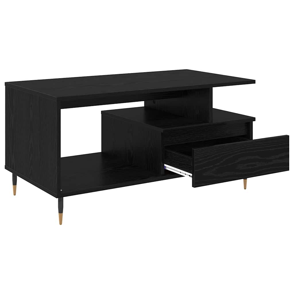 Tavolino da salotto con cassetto Rovere Nero 90 x 49 x 45 cm