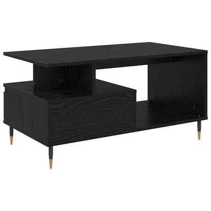 Tavolino da salotto con cassetto Rovere Nero 90 x 49 x 45 cm