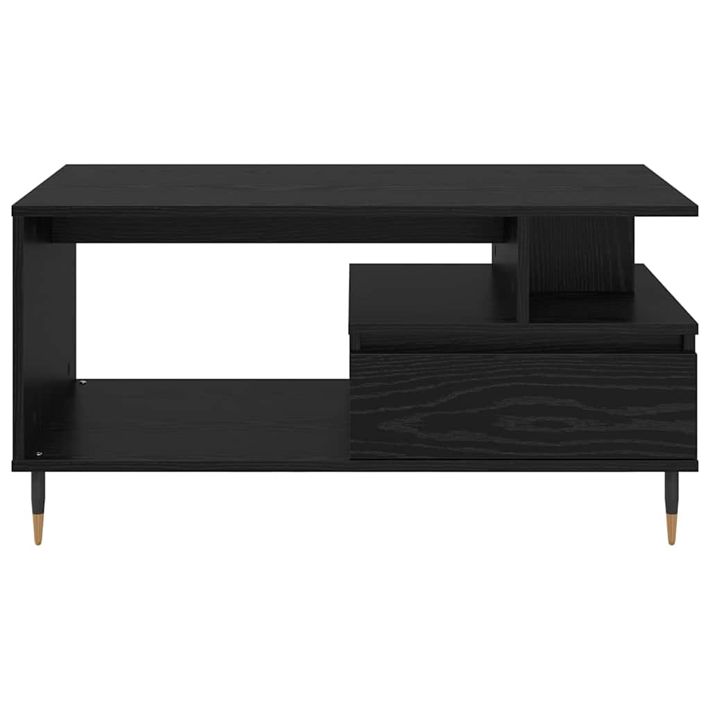 Tavolino da salotto con cassetto Rovere Nero 90 x 49 x 45 cm