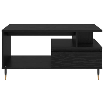 Tavolino da salotto con cassetto Rovere Nero 90 x 49 x 45 cm