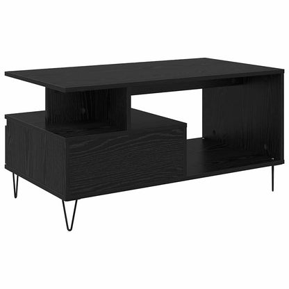 Tavolino da salotto con cassetto Rovere Nero 90 x 49 x 45 cm