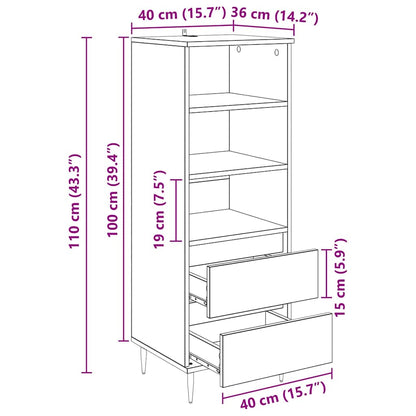 Credenza Legno vecchio 40 x 36 x 110 cm Legno multistrato