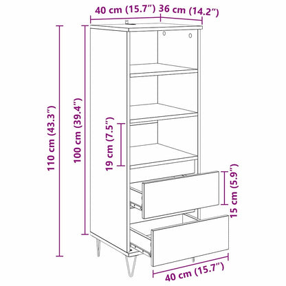 Credenza Legno vecchio 40 x 36 x 110 cm Legno multistrato