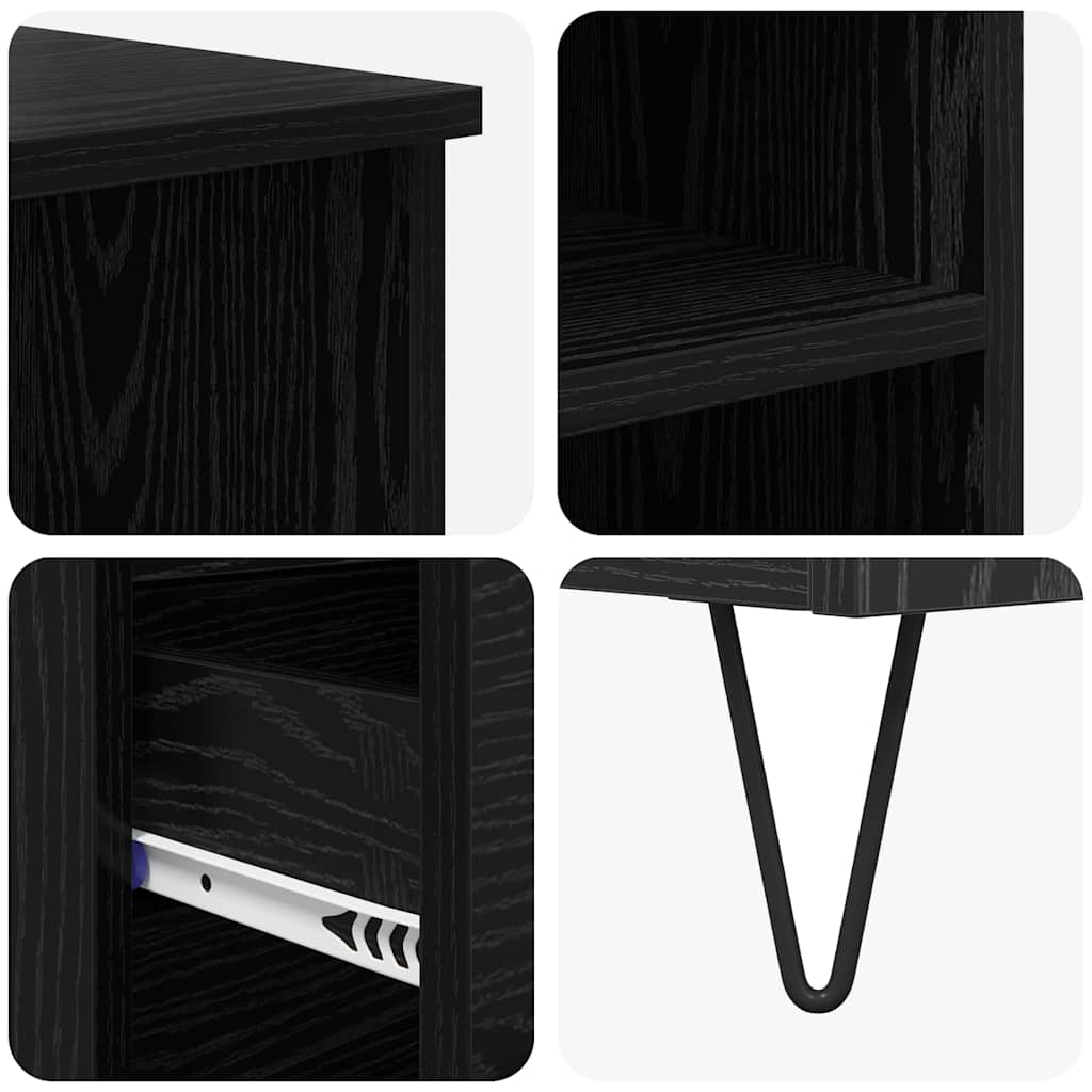 Credenza Rovere Nero 40 x 36 x 110 cm Legno multistrato