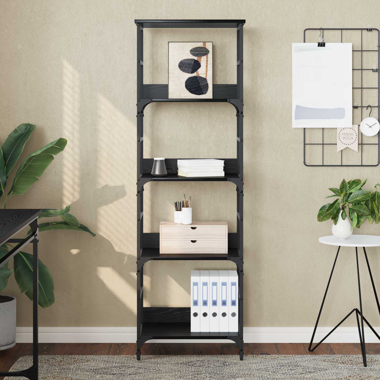Libreria Rovere Nero 50 x 33 x 153 cm Legno multistrato | homemem39