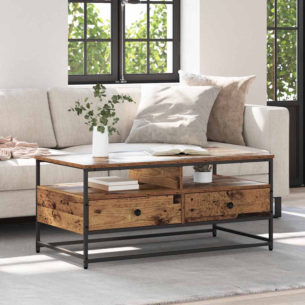 Tavolino da salotto con cassetto Legno vecchio 100 x 51 x 45 cm