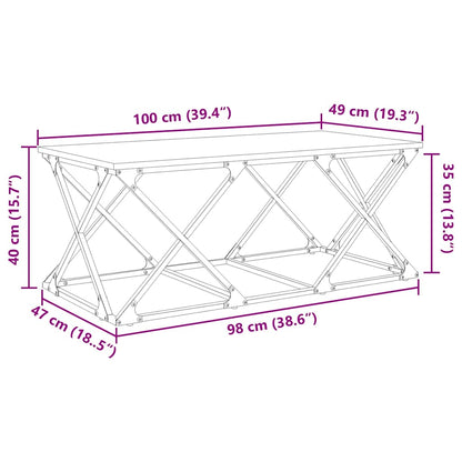 Tavolino da salotto Rovere artigianale 100 x 49 x 40 cm