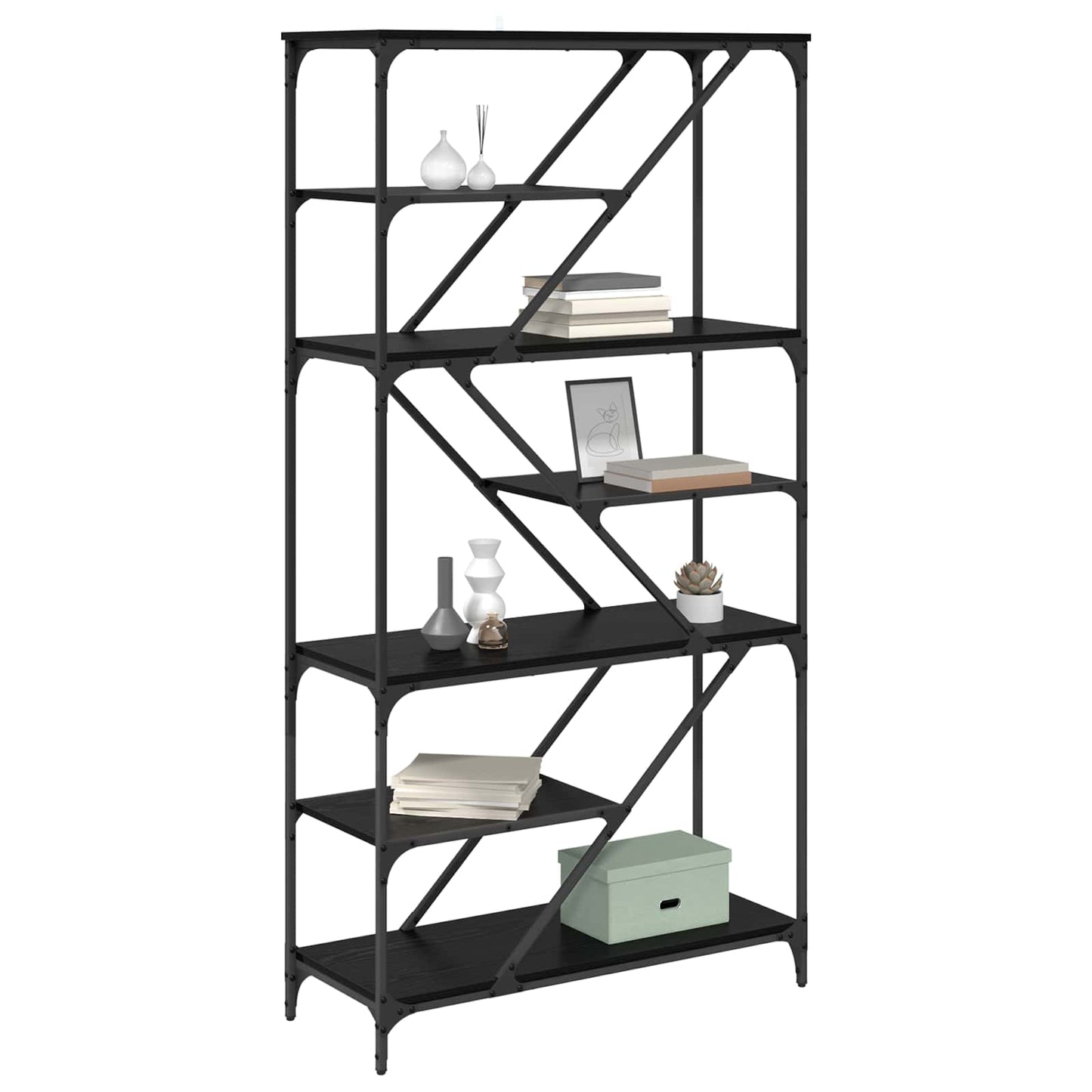 Libreria Rovere Nero 91 x 36 x 176 cm Legno multistrato | homemem39