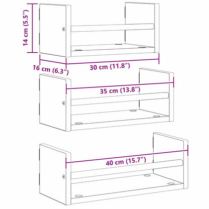 Set mensole da parete 3 pcs Legno vecchio 40x16x14cm | homemem39