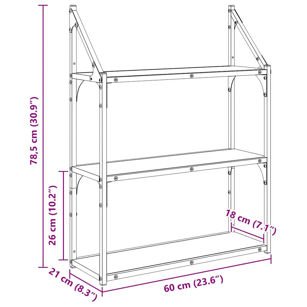 Scaffale da parete Legno vecchio 60 x 21 x 78,5 cm | homemem39
