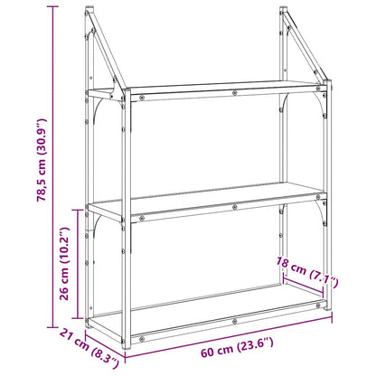 Scaffale da parete Rovere Nero 60 x 21 x 78,5 cm | homemem39