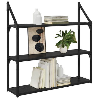 Scaffale da parete Rovere Nero 80 x 21 x 78,5 cm