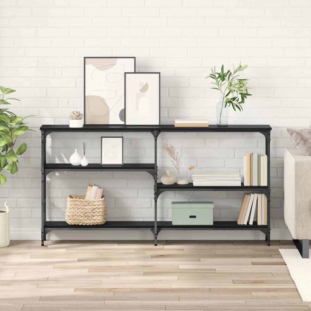 Tavolo consolle con lo scaffale Rovere Nero 150 x 29 x 76,5 cm