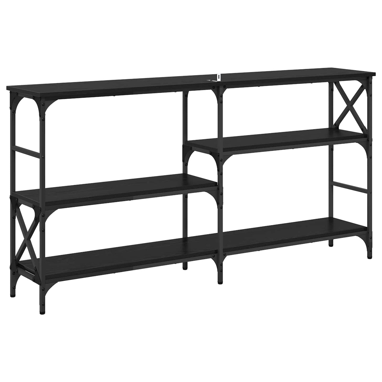 Tavolo consolle con lo scaffale Rovere Nero 150 x 29 x 76,5 cm | homemem39