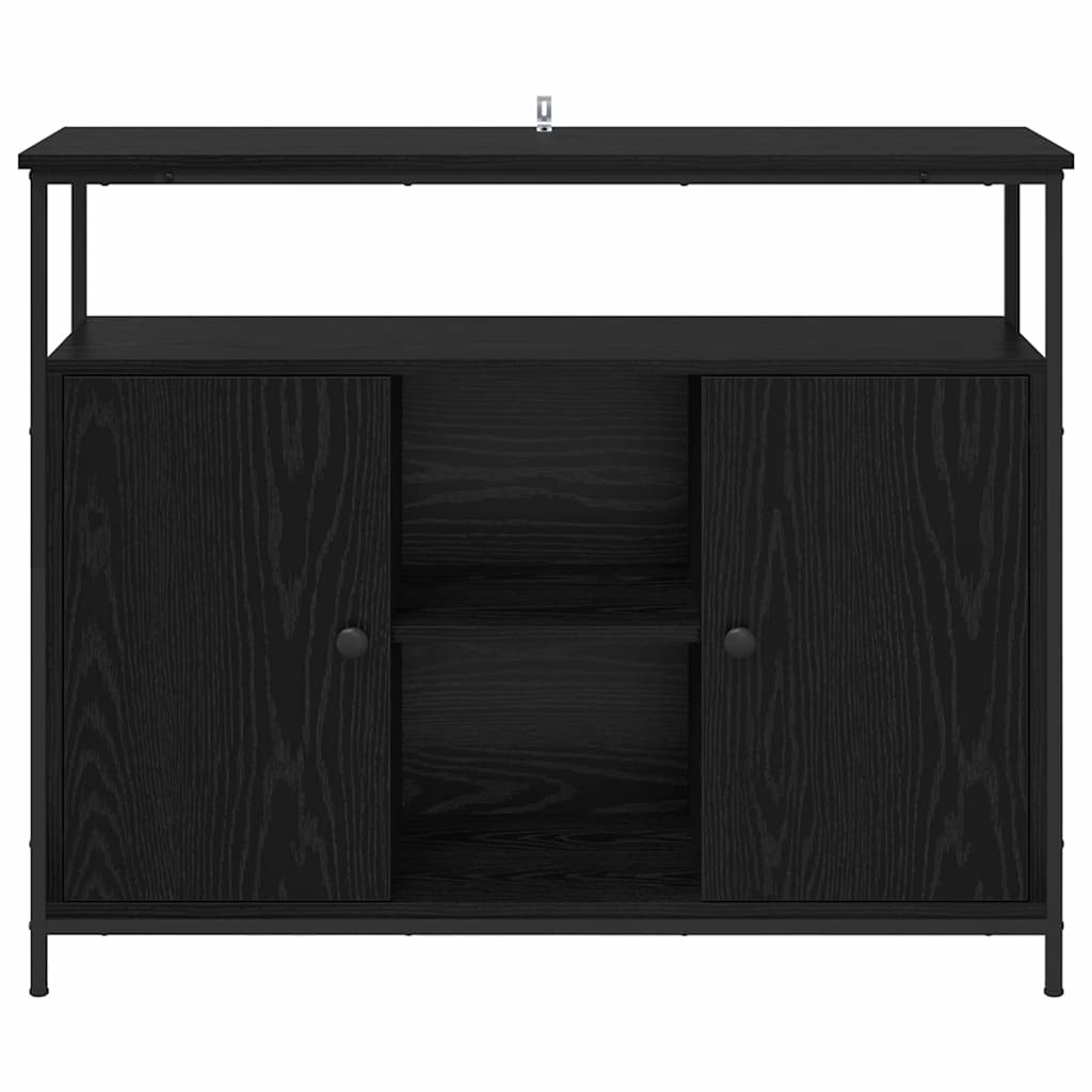 Credenza Rovere Nero 100 x 35 x 80 cm Legno multistrato