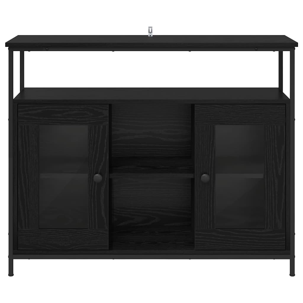 Credenza Rovere Nero 100 x 35 x 80 cm Legno multistrato