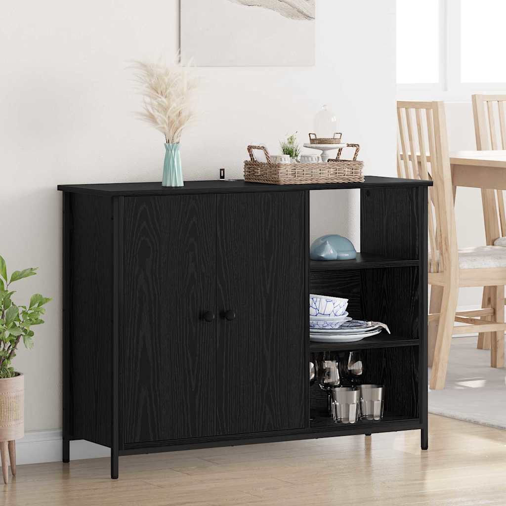 Credenza Rovere Nero 100 x 33 x 75 cm Legno multistrato
